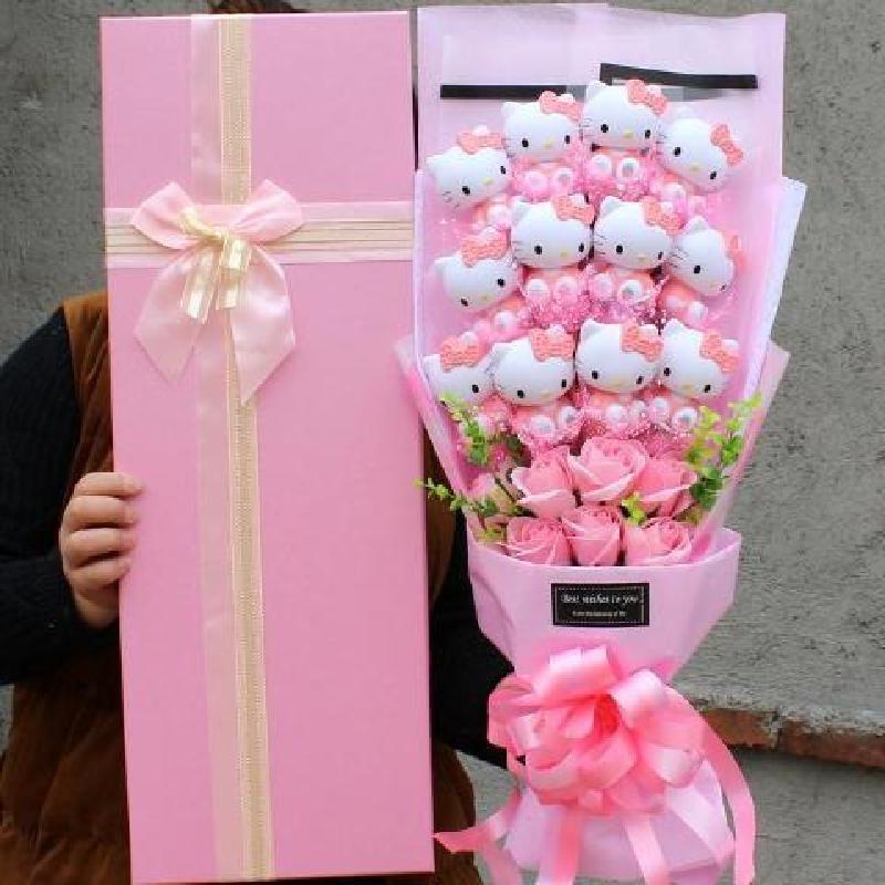 Sanrio Hello Kitty Peluche Ramo De Muñecas Lindo Jabón Flor Caja De Regalo  Rosa Dibujos Animados Día De San Valentín De Cumpleaños QDM3 | Shopee México