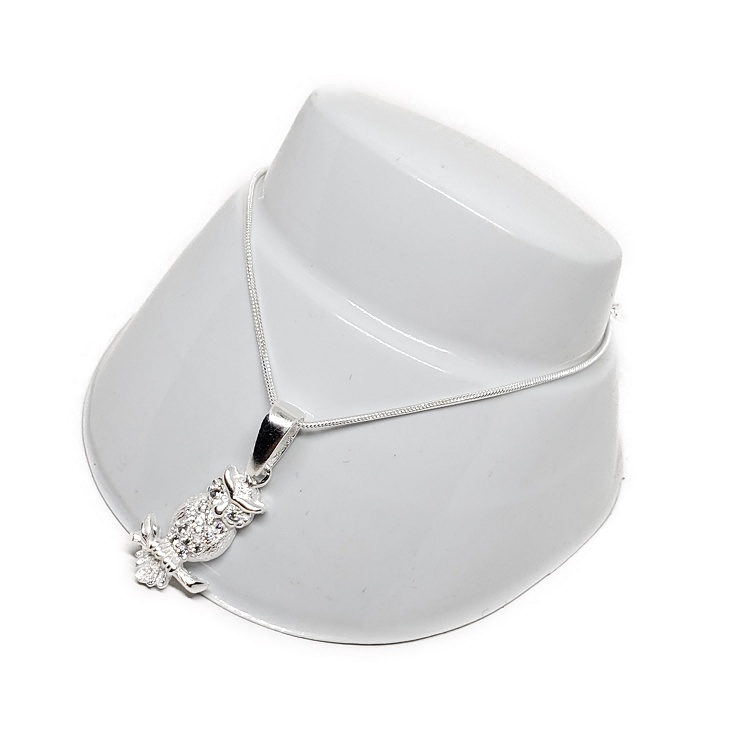 Equilibrio Fox/Búho/Erizo plateado plata collar y cadena en Caja 