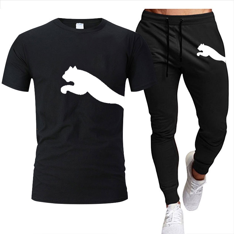 Camiseta De Verano Para Hombre + Pantalones Ropa Deportiva Marca Logo  Impresión Casual Moda Algodón Manga Corta | Shopee México