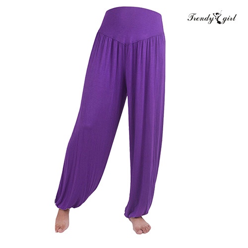 Hoerev Pantalones de pierna con abertura suave para mujer Harem Dance Yoga Pilates Pantalones 