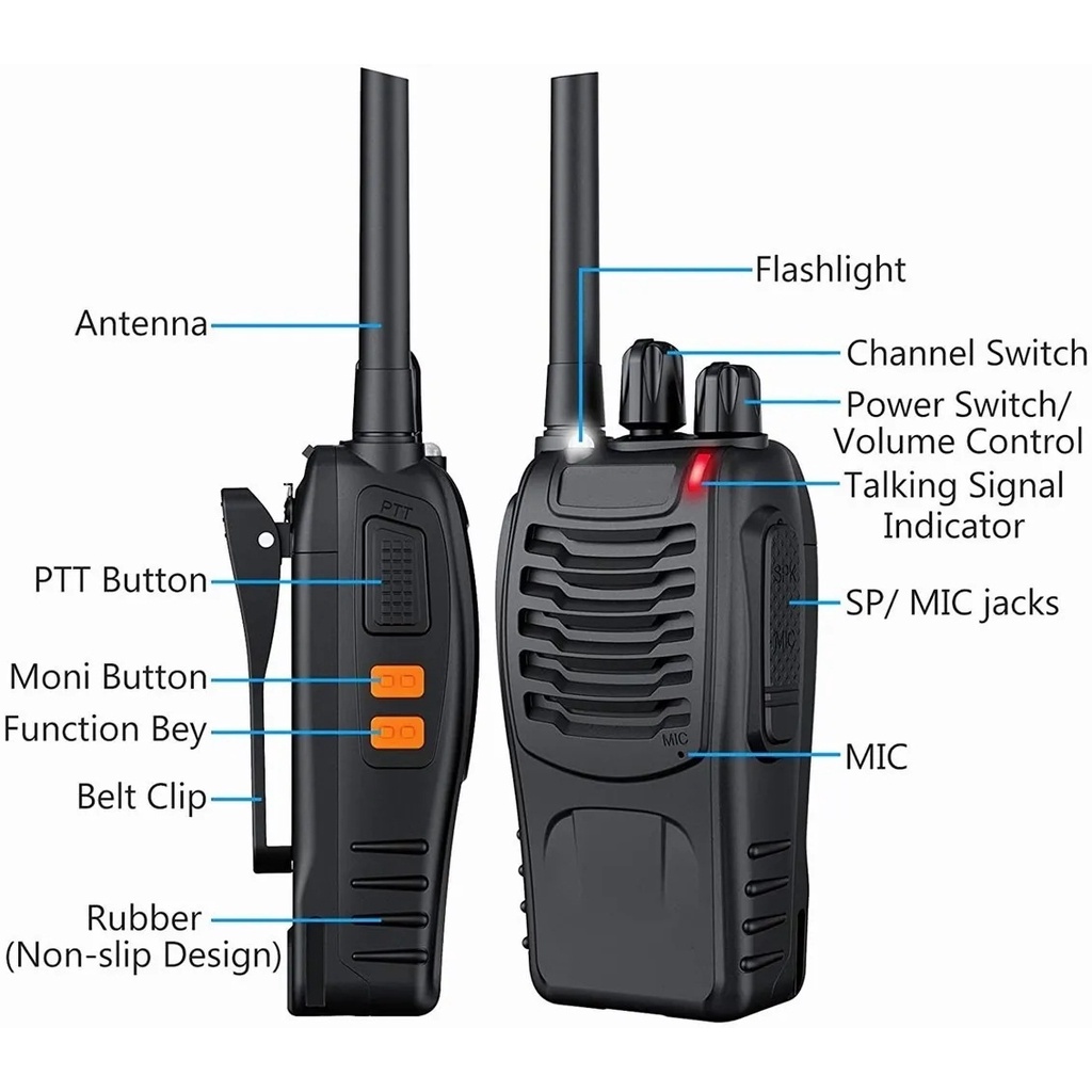 2 Radios Walkie Talkie Recargable VOX con audífono 16 Canale 1500mah