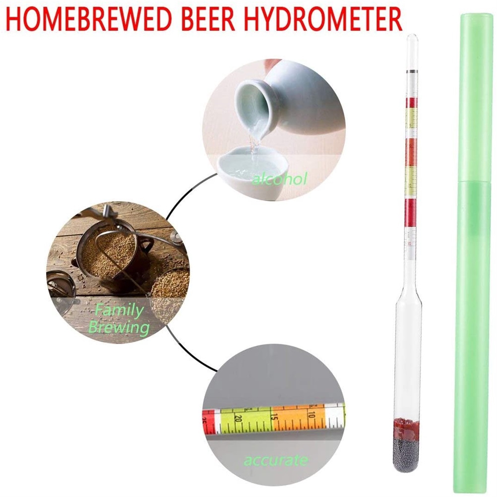 Transparente MXECO 3 Escala Home Brew Hidrómetro Vino Cerveza Sidra Prueba de Alcohol Hacer probador de Triple Escala Densímetro Alcohol Brix Meter 