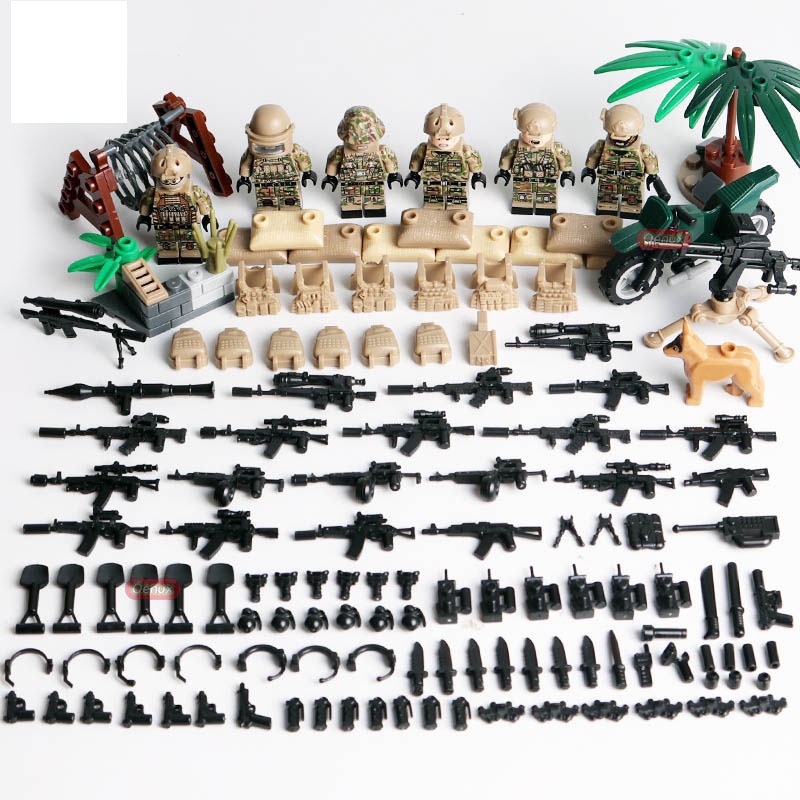 Mini figure Military Army Soldier Guns Weapons War Building Blocks Fits Lego