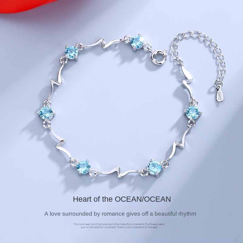 Pulsera De Cristal Azul Onda Circón Accesorios Diamante Océano Corazón | Shopee