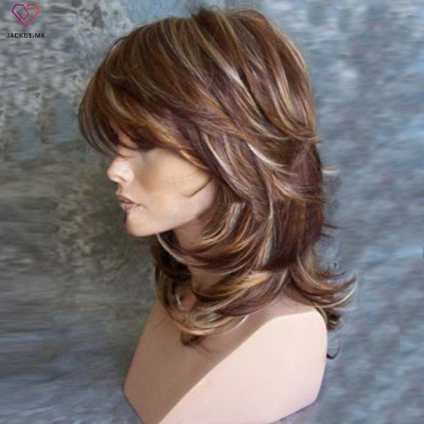 belleza femenina pelucas naturales sintético corto cuerpo marrón peluca | Shopee México