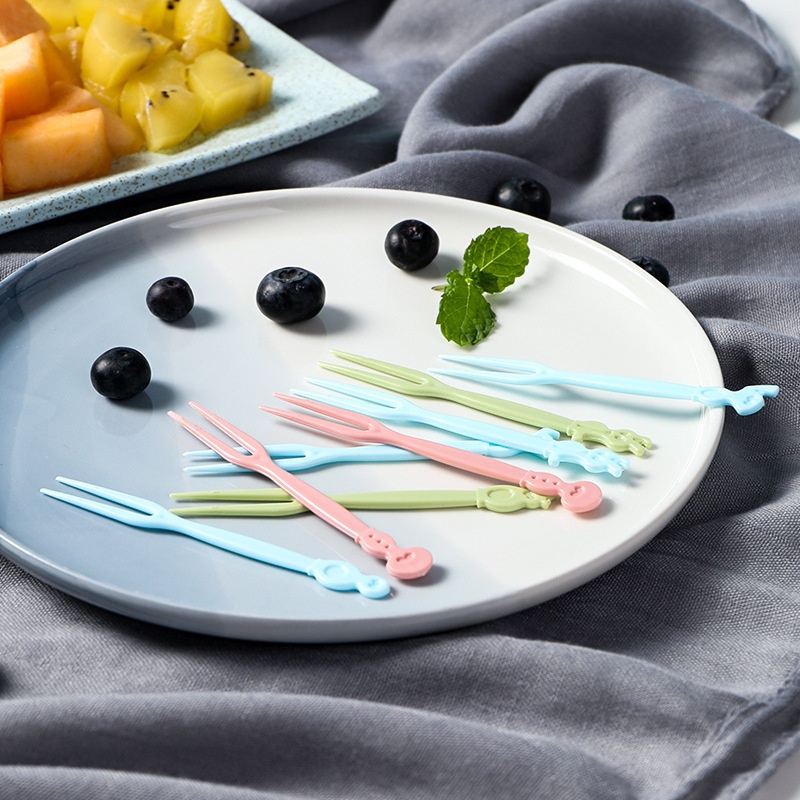 WA desechables de plástico Cubiertos Pastel Fruta Tenedor Palillos para aperitivos diseño de fiesta suministros 100 x da 