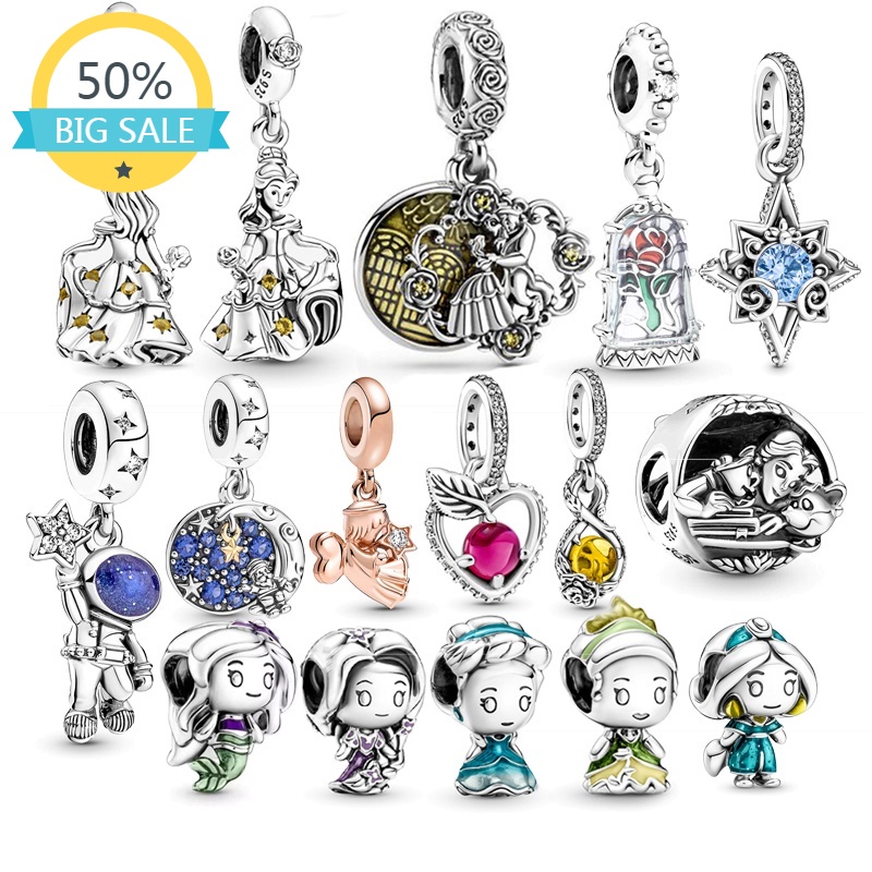 Charm Colgante Bella Bailarina de La Bella y la de Disney Fits Pandora Pulseras Charms Mujer Regalo Plateada DIY Joyería | Shopee México