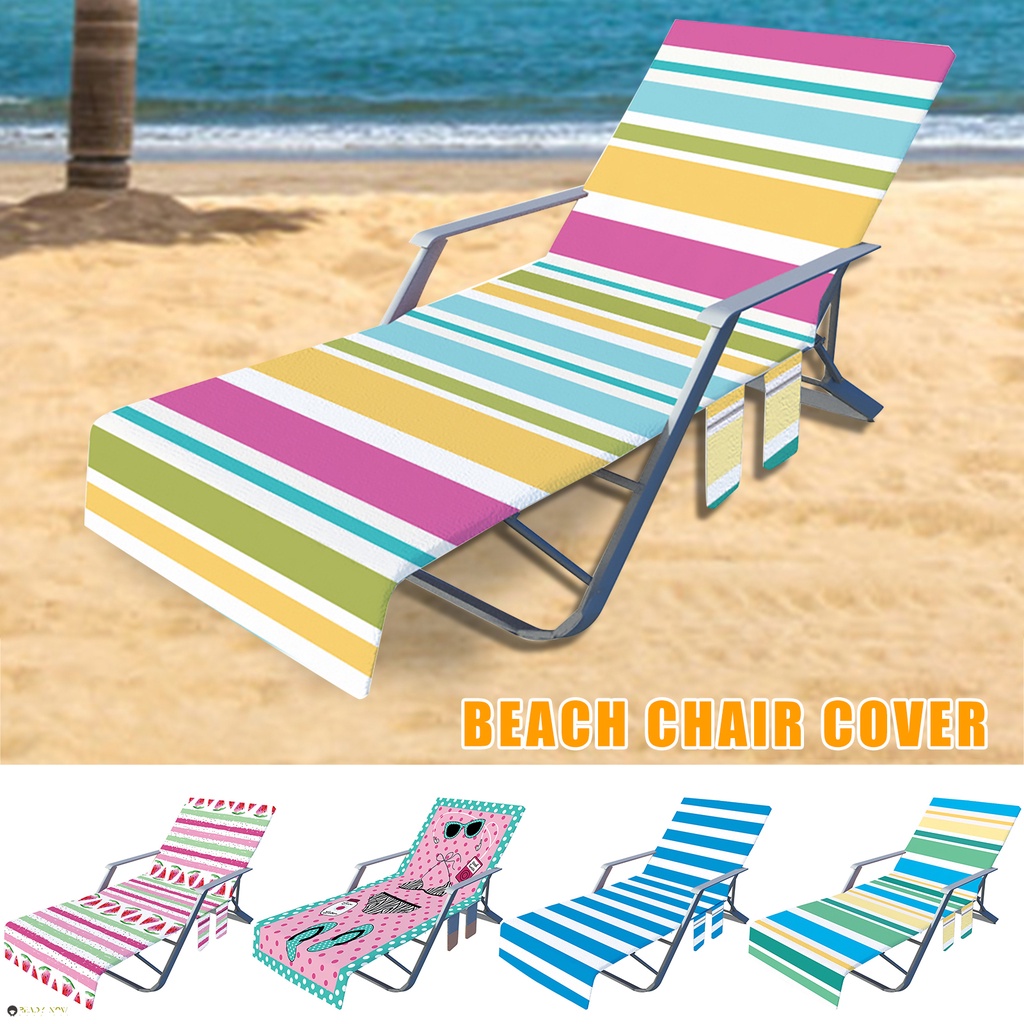 Microfiber Beach Towel Cover Lounge Chair Cover With Side Pocket Fast Drying Cover For Pool Hotel Vacation Sunbathing Shopee Mexico