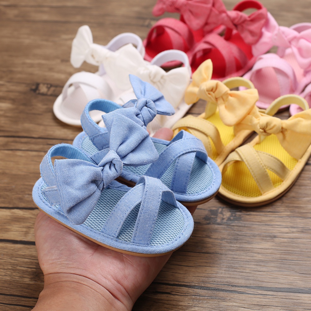 Verano Bebé Niñas Lazo Sandalias Casual Playa Zapatos Antideslizante Nacido Niño Prewalker Primeros Para Caminar 0-18 Meses | Shopee México