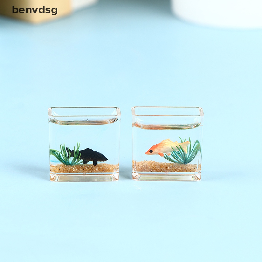 Casa de muñecas mini acuario DIY resina transparente pez dorado tanques miniatura decojb _ R 