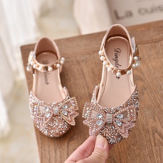 Comprar Sandalias de verano para niñas, zapatos de princesa con lazo de  diamantes de imitación a la moda, zapatos para niñas, Sandalias de tacón  plano, zapatos de baile, talla 21-35