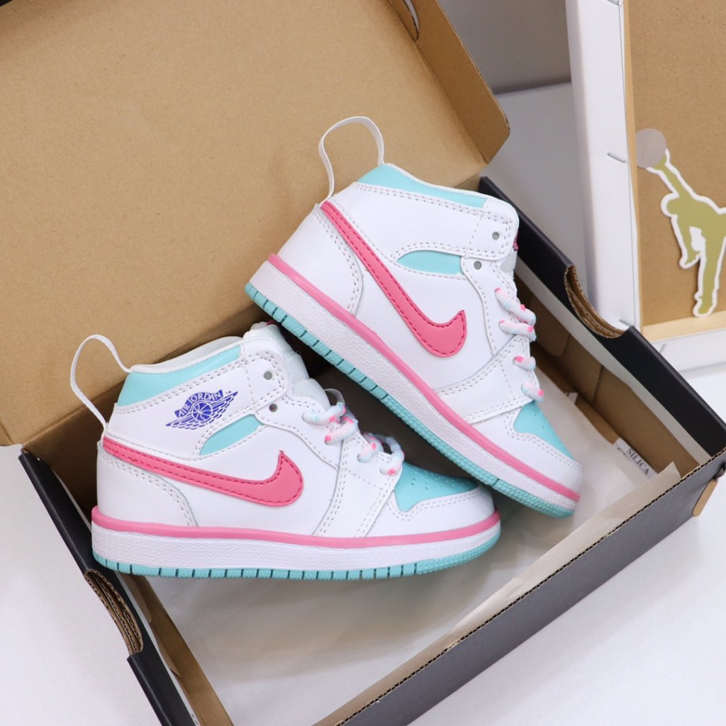 pub paralelo Terminología Original Nike Air Jordan 1 AJ1 Cuero Para Niños Zapatos De Baloncesto Niña  Blanco/Rosa MET6 | Shopee México