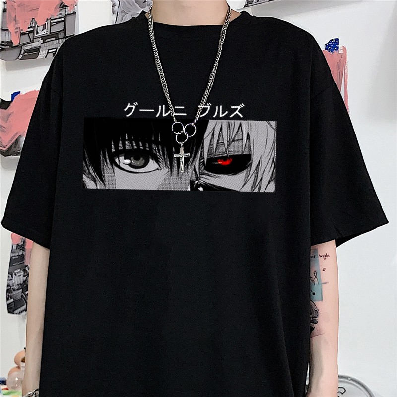 Japan Anime Punk Tokyo Ghoul Kaneki Ken Print T Shirt Loose Harajuku Casual Cool Chic Cartoon Streetwear Funimation Camiseta Feminina Shopee Mexico - tokyo roblox shirt