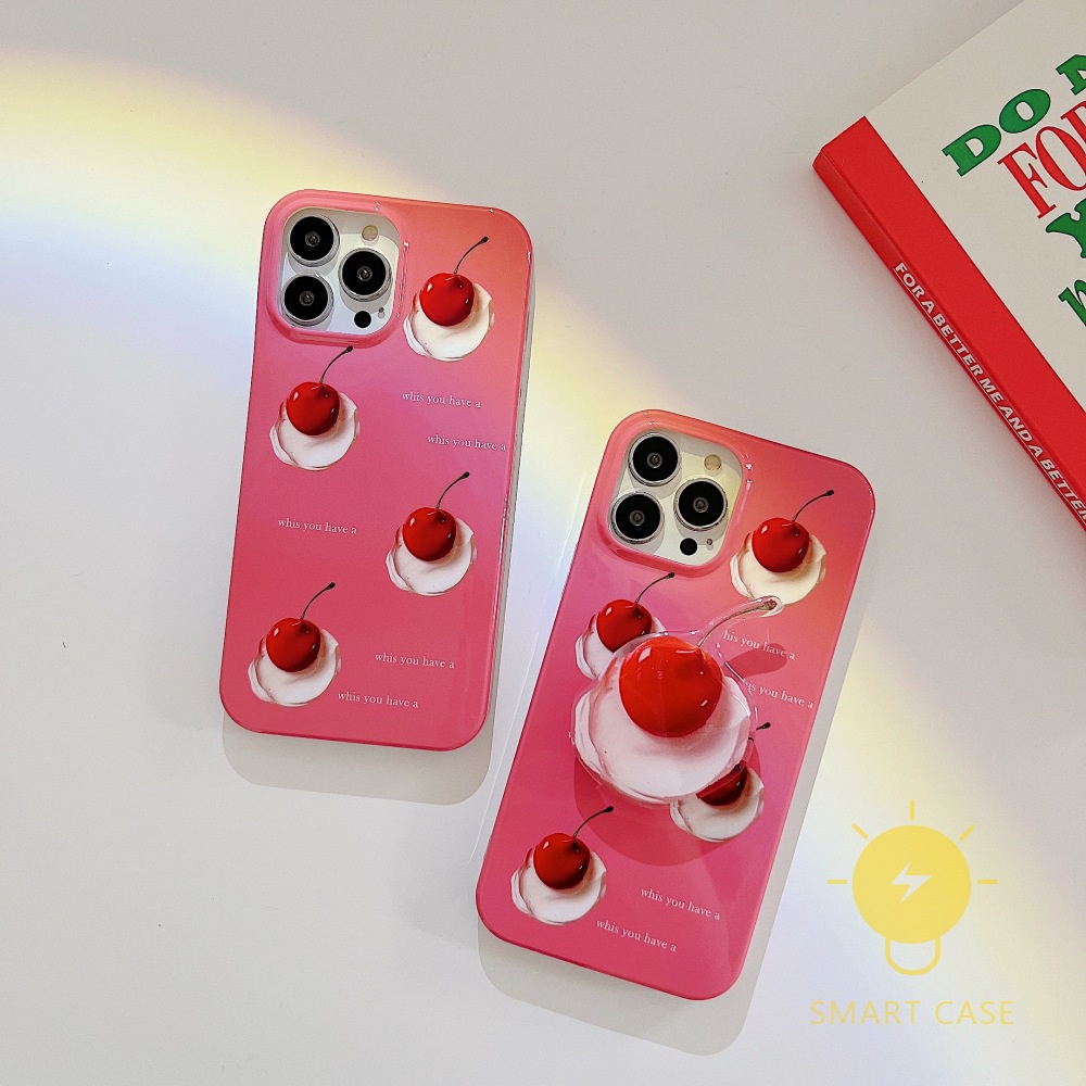 Summer Cherry with Pop Stand Funda For iPhone 13 Pro Max 12 11 X XS Max XR SE 8 Plus 7 Fundas Phone Case Hello Kitty Sailor Moon