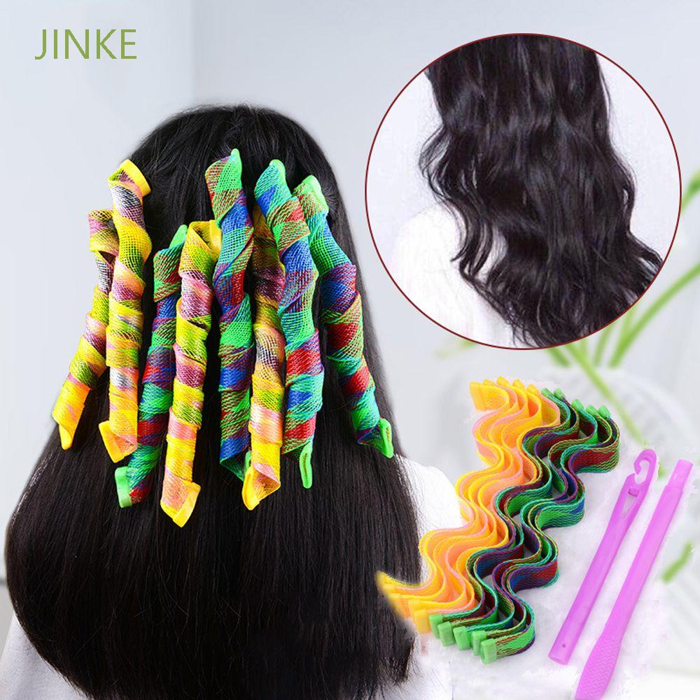 JINKE Portátil Kit de rizadores de pelo Forma de caracol Ola anterior Rizo  redondo espiral 20/30/45/64cm Mujeres Para todos los peinados Bend Sin  calor Con ganchos de estilo Rodillos mágicos para el