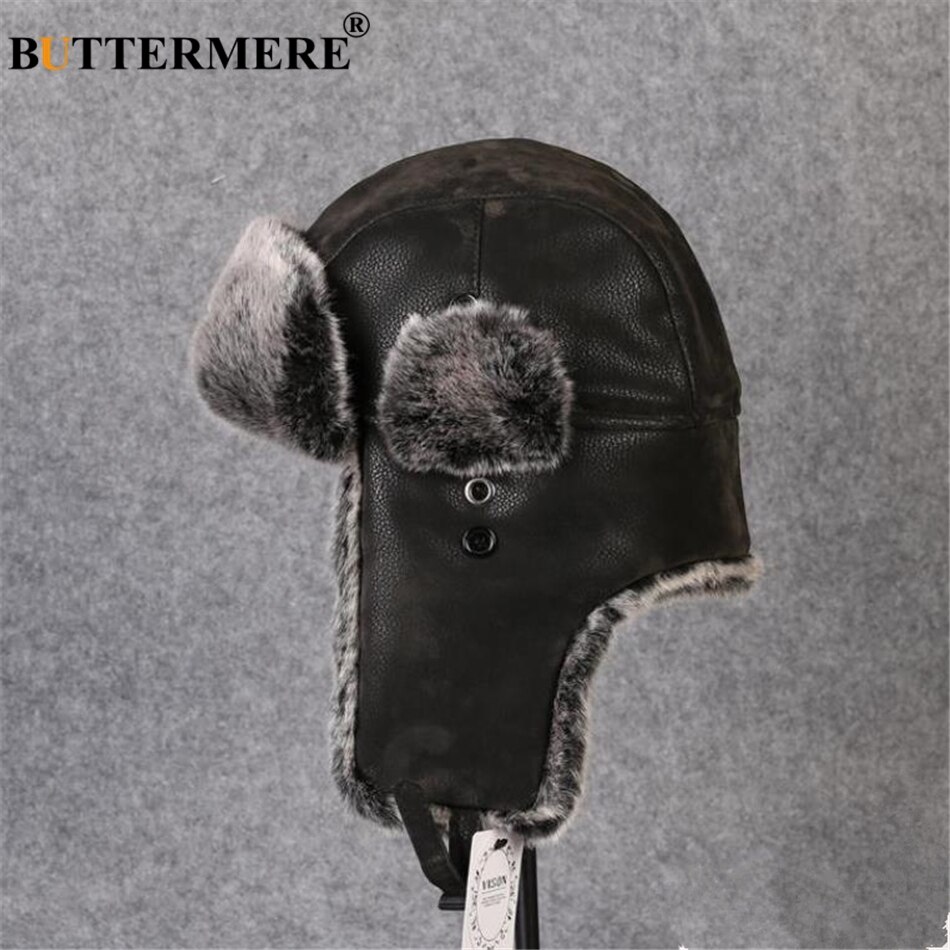 L TAMAÑO Disponible Unisex Sombreros Negro Pelaje DE Carnero Incluido Original SOVIÉTICA Ushanka EJÉRCITO Ruso 58 