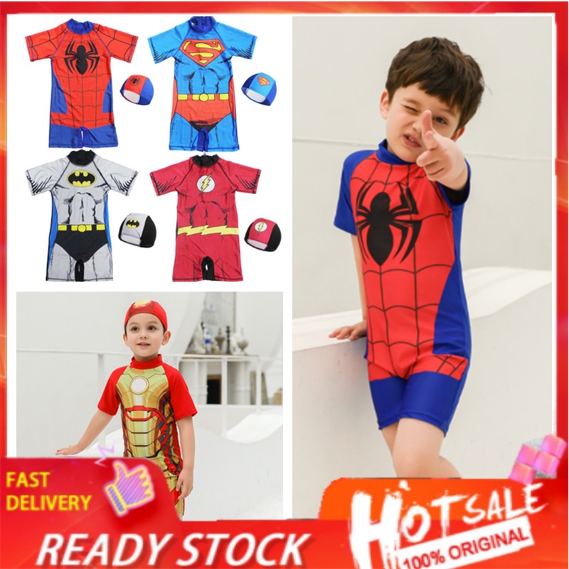 Superman spiderman dibujos animados niños niño traje de baño conjunto  musulmán ropa | Shopee México
