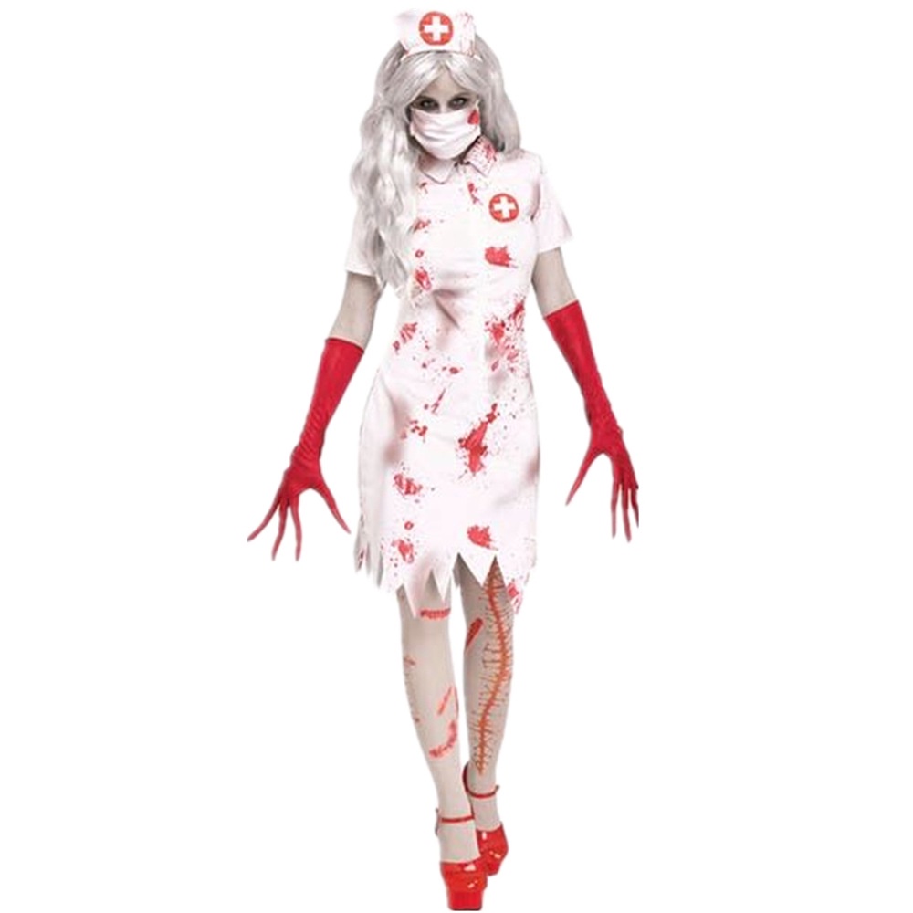 Disfraz De Halloween De Enfermera Disfraz De Enfermera Zombi Cosplay Fiesta De Carnaval Zombie Sangre Falsa  De Halloween Cuidado Médico | Shopee México