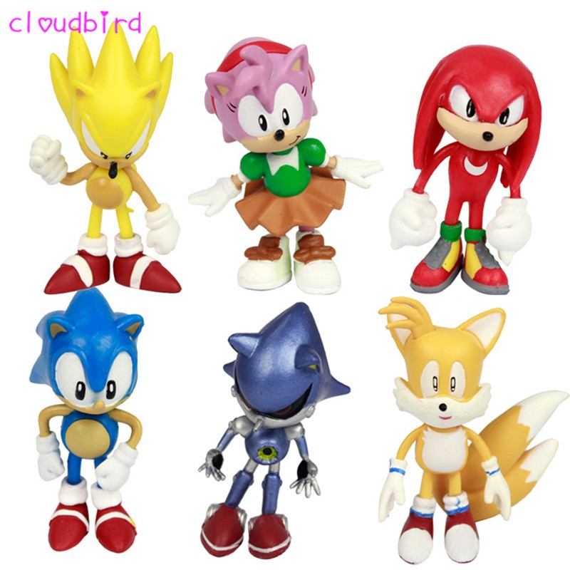 Juego De 3 Piezas6 Piezas De Juguetes Sonic The Hedgehog Amy Tails Mephiles Knuckles 24in Pvc 