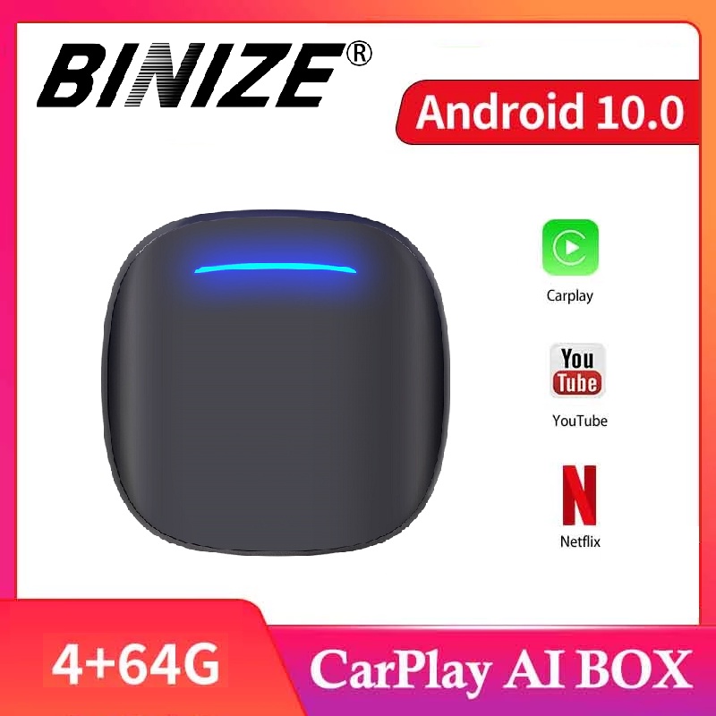 Binize Android 10 Wireless Auto Ai Box Adaptador Inalámbrico CarPlay Con SIM TF Para VW Kia Toyota Mazda Ford