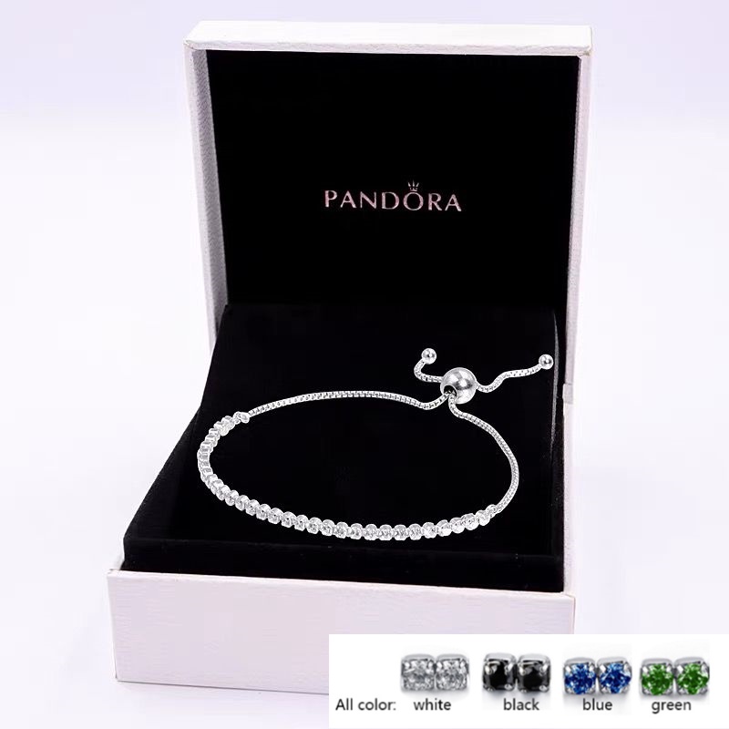 Pandora Pulsera 925 Plata Cúbica Circonita Diamante Pulseras Ajustables Mujer Moda Accesorios De Joyería