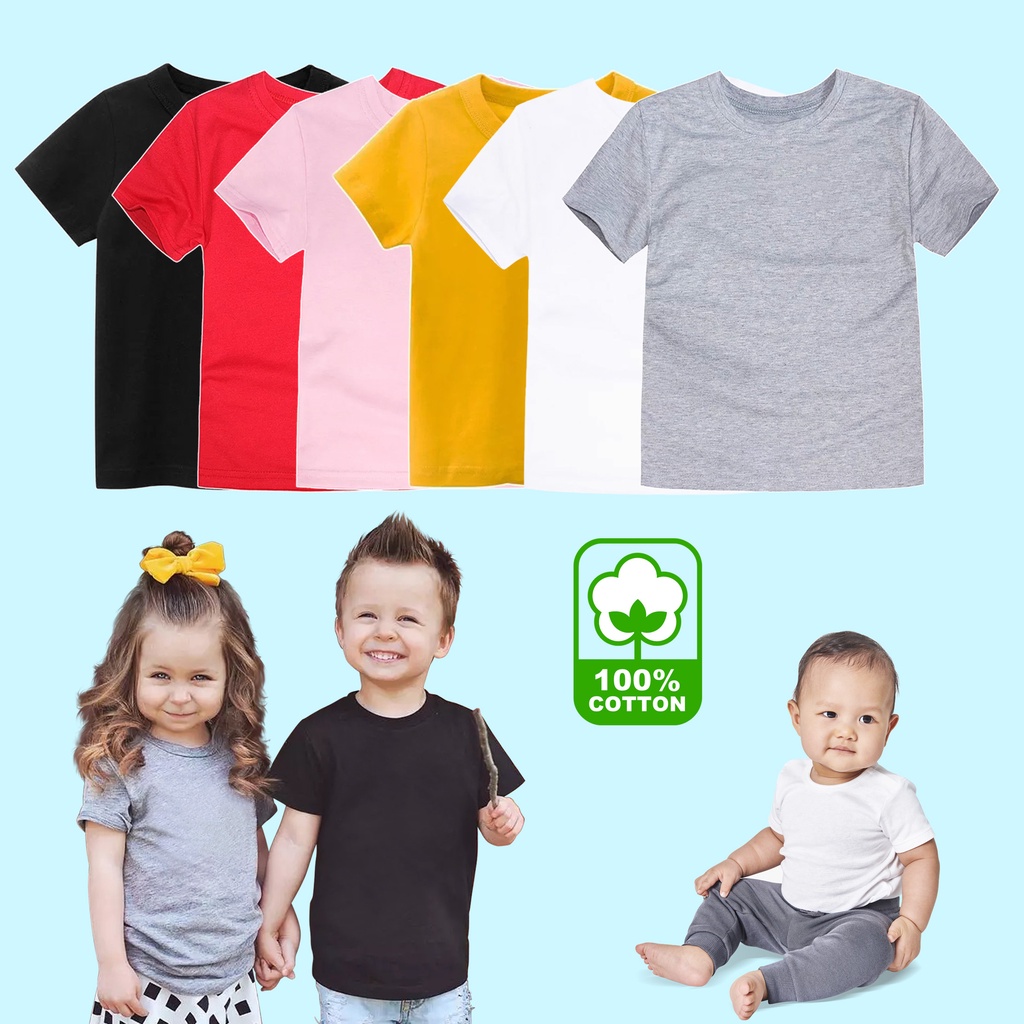 Camiseta lisa para niños y niños pequeños de manga corta peinado de algodón  30s Cool edad de 1 meses a 6 años | Shopee México