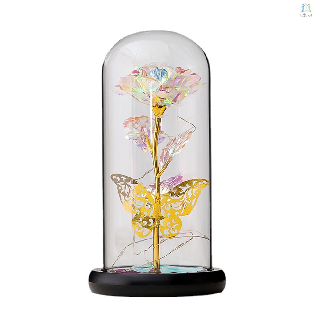2261Q Rosa Flor Artificial En Cúpula De Cristal Con Mariposa Colorida Luz  LED Idea Para Las Mujeres Cumpleaños Día De La Madre Navidad San Valentín |  Shopee México