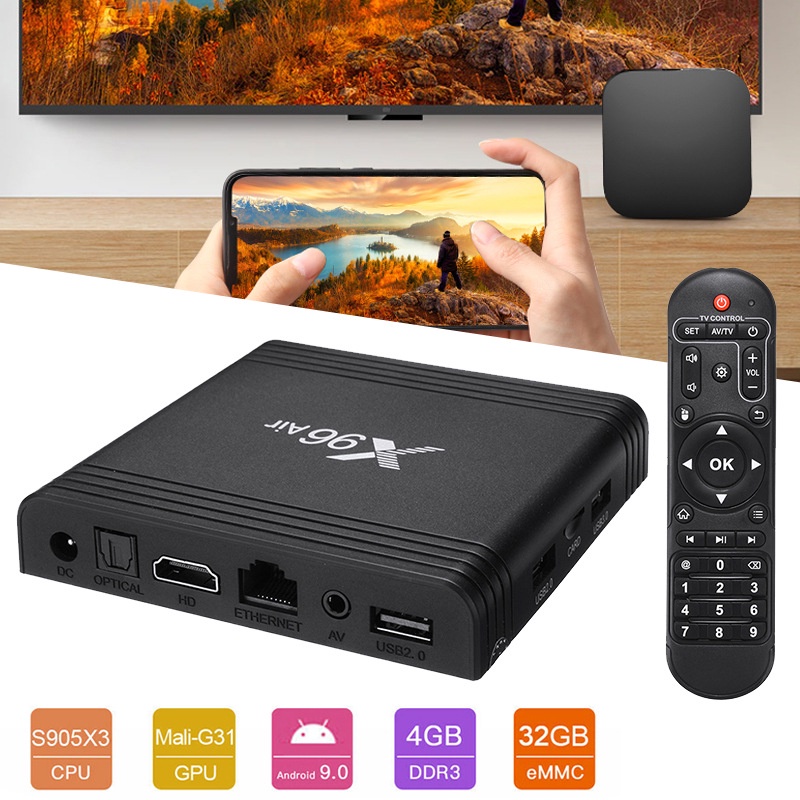 X96 Air Amlogic S905x3 Android 90 Tv Box 4gb 32gb Dual Band Wifi 4k 8k 24fps Set Top Media