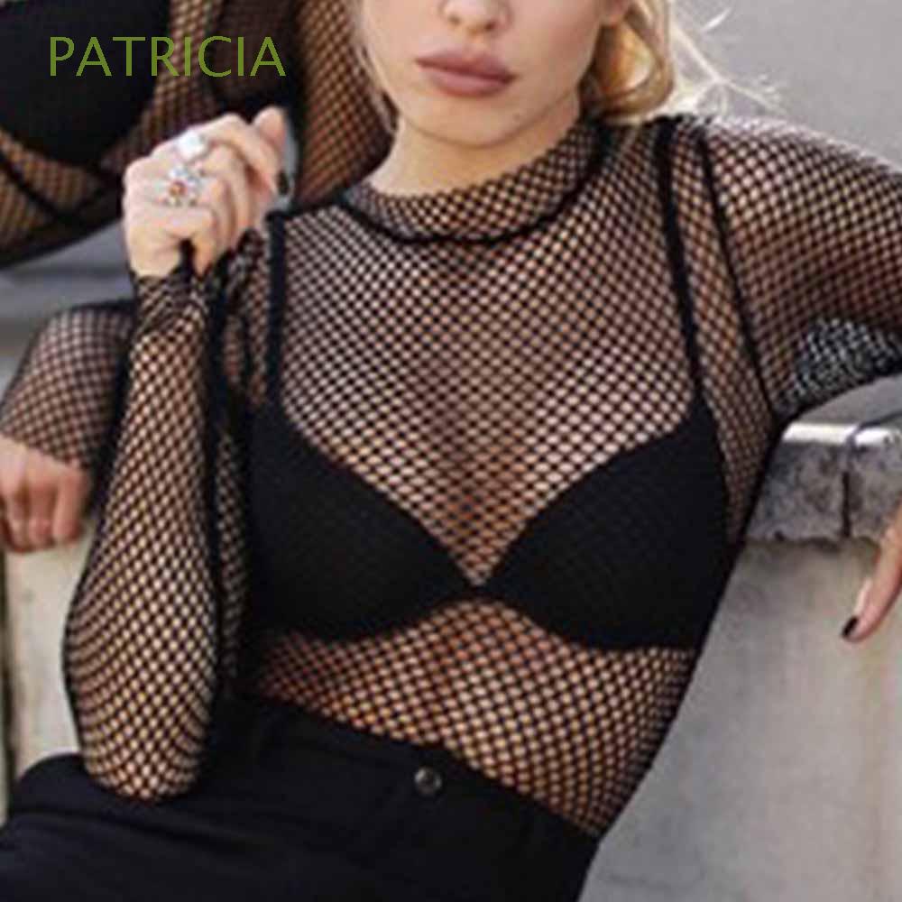 PATRICIA mujer camisa hueco blusas mujer ropa red de manga larga malla negro  gótico gótico Tops/Multicolor | Shopee México