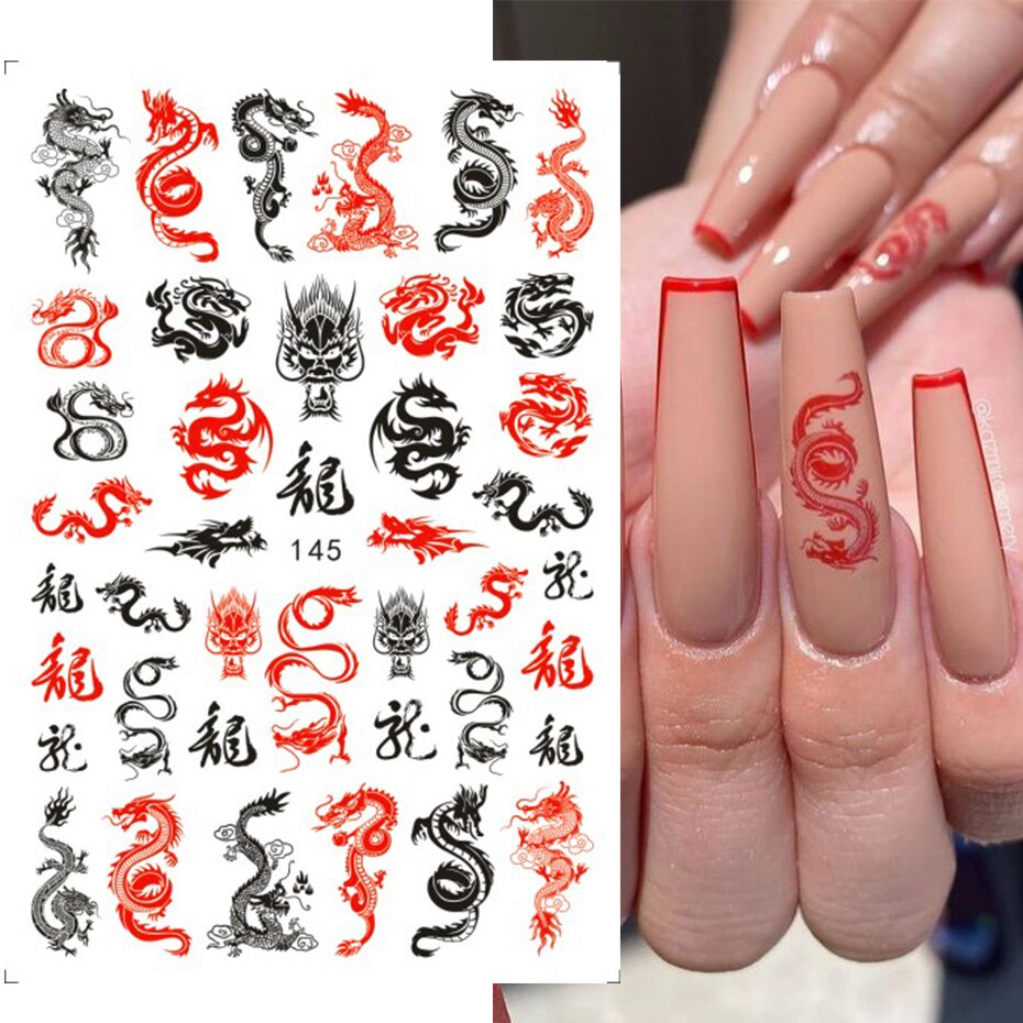 Pegatinas de uñas con diseño de serpiente dragón 3d, decoración temporal  para uñas femeninas | Shopee México