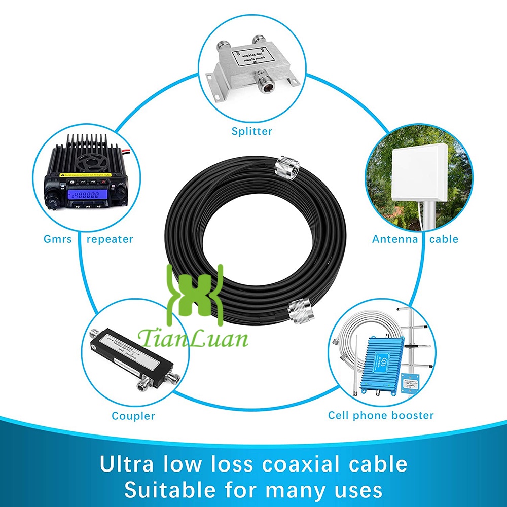 Cable Coaxial N Macho a SMA Macho Cable de Extensión 3D-FB Blanco 15 M para Amplificador Repetidor Booster 