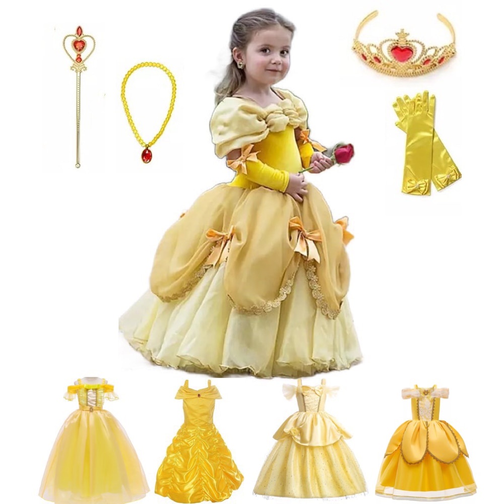 Princesa Belle Vestido Para Niña Niños Floral De Bola Niño Cosplay Bella  Belleza Y La Bestia Disfraz De Fiesta De Lujo | Shopee México