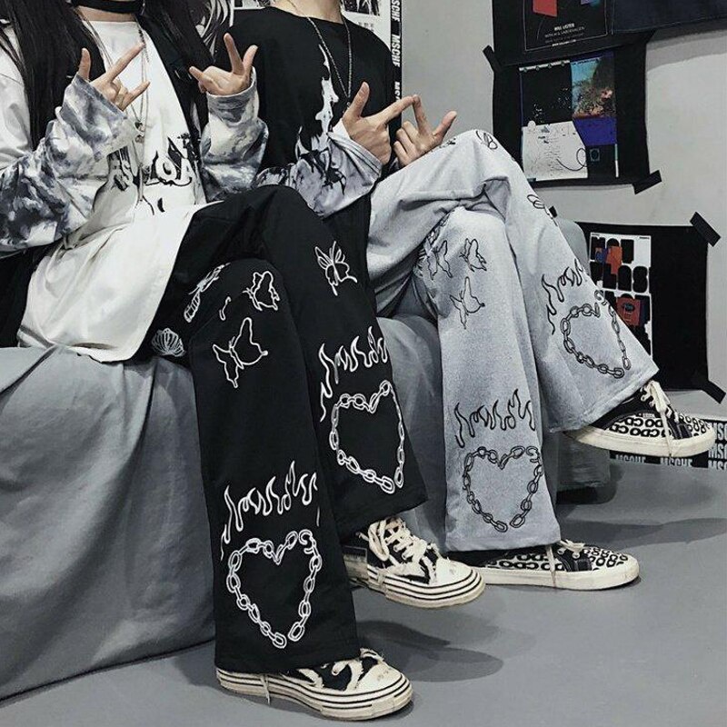 Pantalones Oversize Para Mujer Streetwear Gótico Punk Vintage Casual Y2K  Harajuku Pantalon Dark Pant Anime Impresión De Dibujos Animados Pierna  Ancha | Shopee México