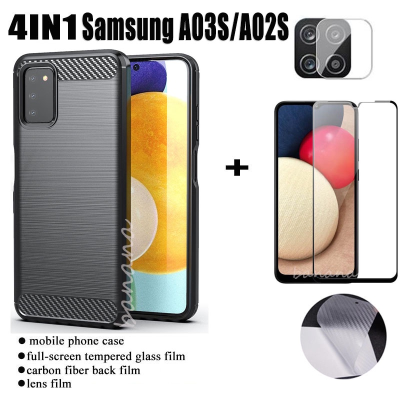 Para Samsung Galaxy A9 2018 Funda Cubierta de Carbono & Completo Protector de Pantalla de Vidrio 
