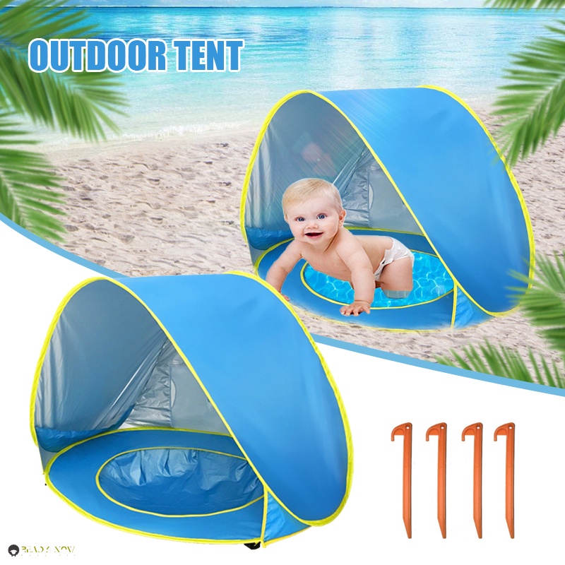 Tienda De Playa De Bebe Impermeable Toldo De Sol Tienda De Campana Sunshelter Con Piscina Nino Camping Parasol Tienda Con 4 Clavijas De Tierra Shopee Mexico