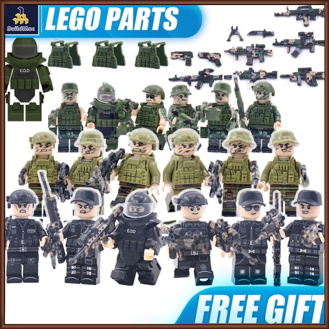 Fuerzas especiales militares 8 un./set soldados ladrillos figuras armas armas Lego Fit 