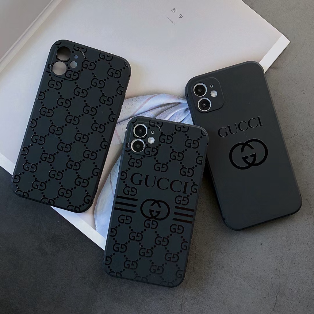 Gucci Funda Negra iPhone 13 Pro Max Suave Tpu De Lente Cámara 12 11 XR X XS XSMAX 7 8 Plus Protectora | Shopee México