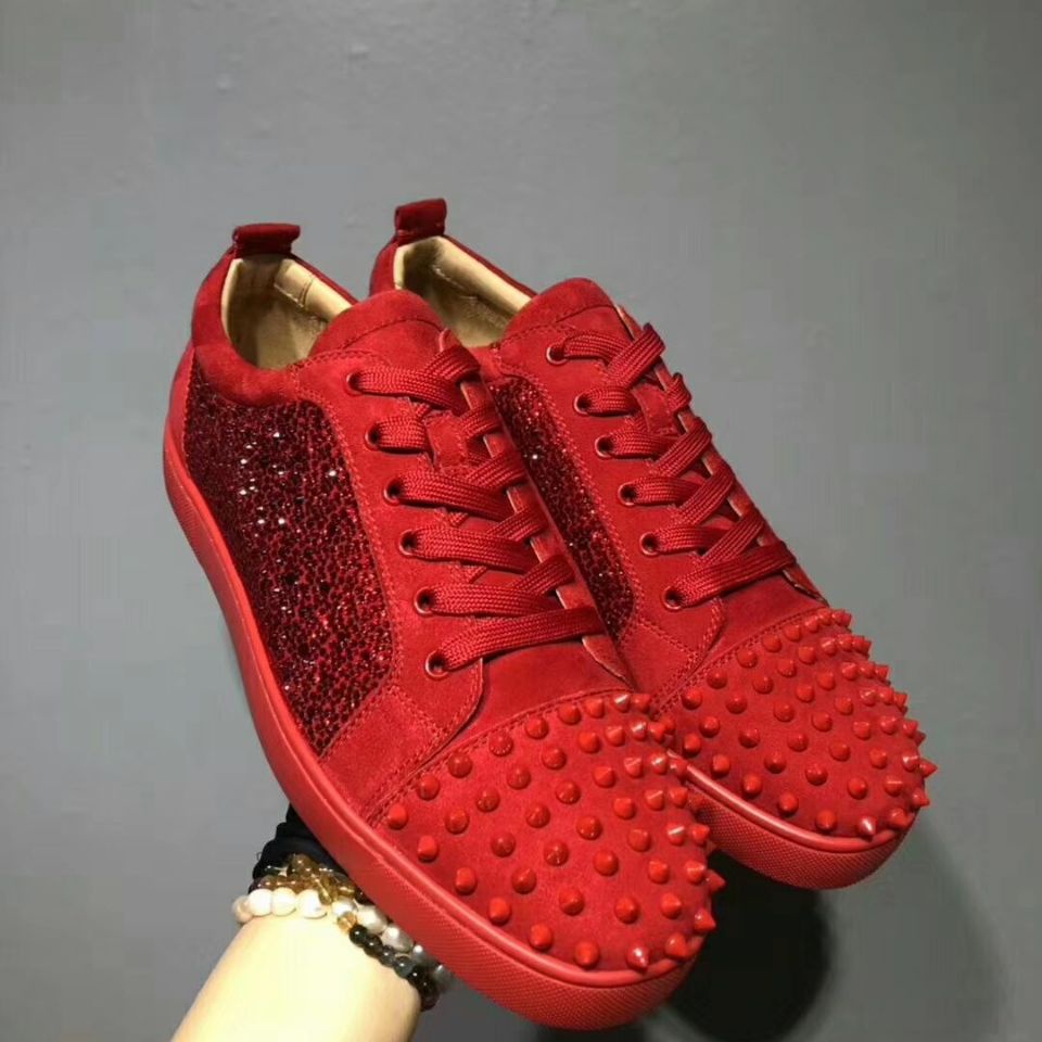 Suela Roja Christian Louboutin Zapatos De Tenis Estación Europea Corte Bajo Cordones cl Hombre Plana Mujer