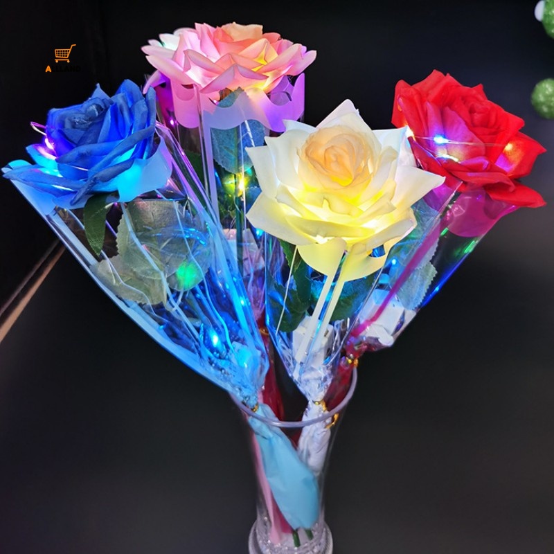 Decoración del hogar Plantas y flores artificiales shirylzee Flores Rosas  Artificiales 25pcs Espuma Rosa Falsa con Hojas y Tallos Ajustable Mirada  Real con luces LED para Hogar de Mesa,Boda,Ramos de Novia,decoración de