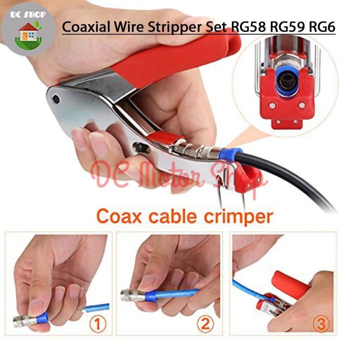 Coax Cable Crimper,KISENG Coaxial Compression Connector Stripper Tool Set for RG6 RG59 Coaxial Cable Connector RG6 RG59 