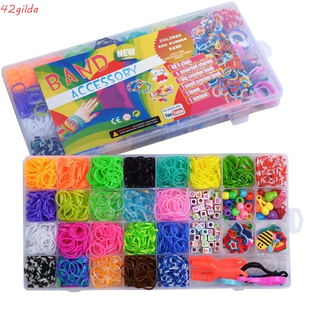 juguetes de arte para niñas kit de fabricación de pulseras con marcos web y ganchos banda de goma para telar de amistad Kit de 600 bandas de telar para arrancador 