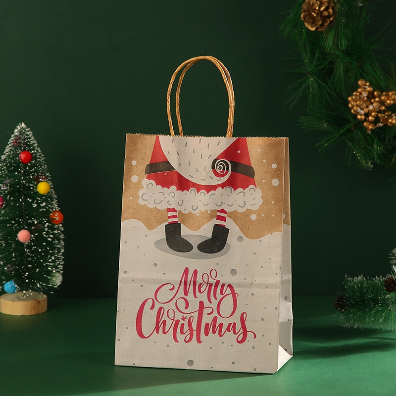 27x21x11cm 16X Bolsas Papel Navidad Bolsas Regalo Navidad con Asas Bolsas De Regalo Kraft para Caramelos Dulces Galletas Chocolates 