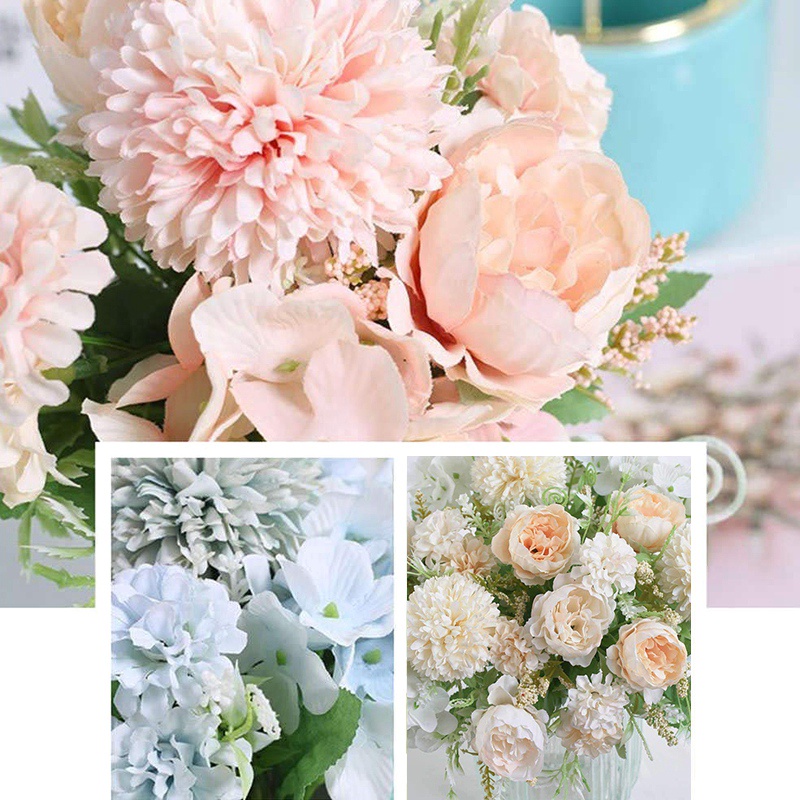 Flores Artificiales , Falsos Peonía Seda Hortensias Ramo De Decoración De  Plástico Claveles Realistas Arreglos Florales Boda Mesa Centros De 2  Paquetes (Champagne Y Blanco) | Shopee México