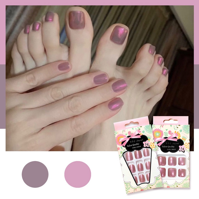 24 Pzs Parche Pegatinas De Uñas Postizas Para falsas 24 Unids/Set Wearable  Púrpura Luz Aurora Sirena Pies De Mano Con Pegamento Temperamento Cabeza  Cuadrada Acabadas | Shopee México