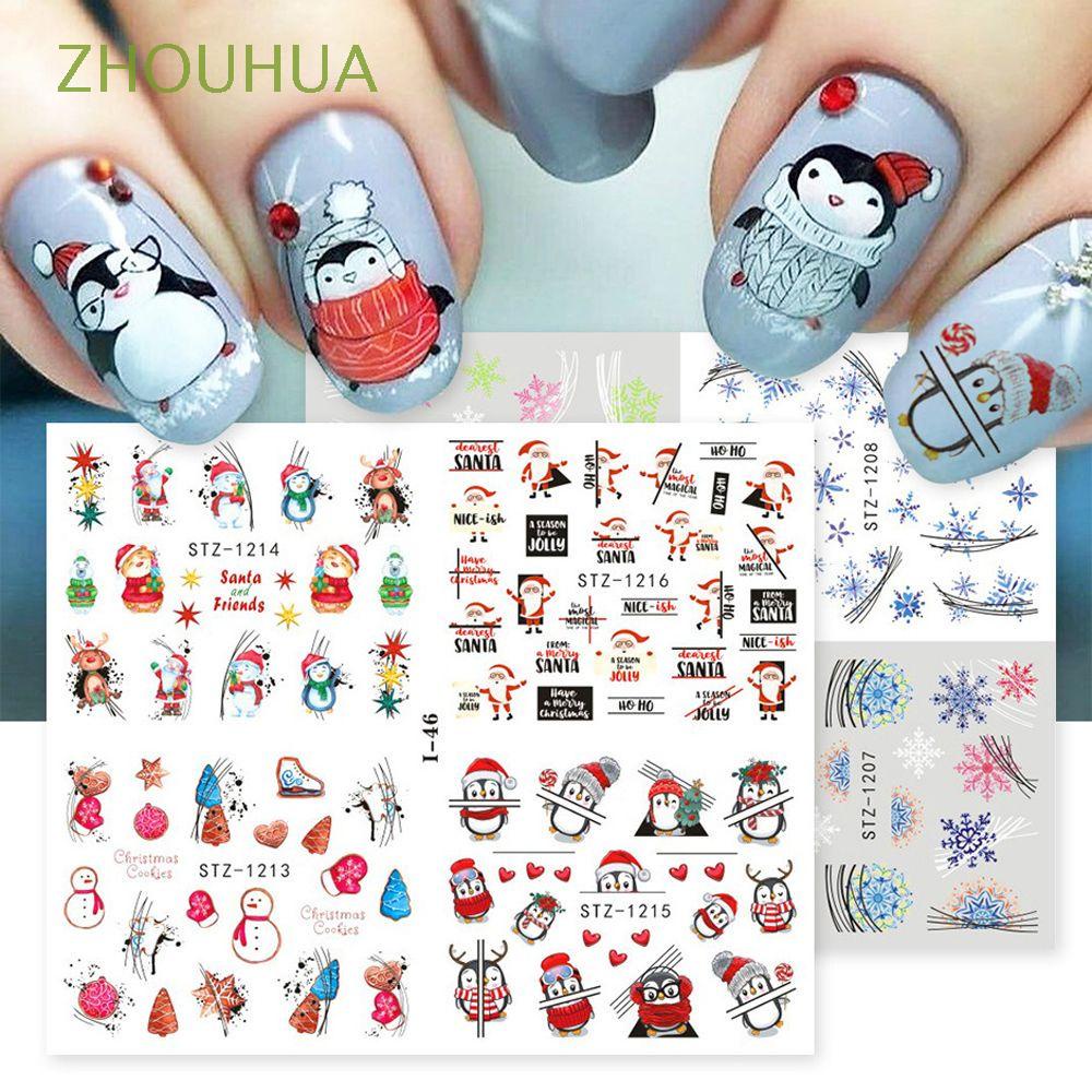 ZHOUHUA Chicas Decoraciones para decoración de uñas Pájaro Calcomanías para  uñas 4 en 1 Pegatinas navideñas para uñas Pingüino Alce Flor Árbol de  Navidad Copos de nieve Papá Noel Accesorios de manicura |