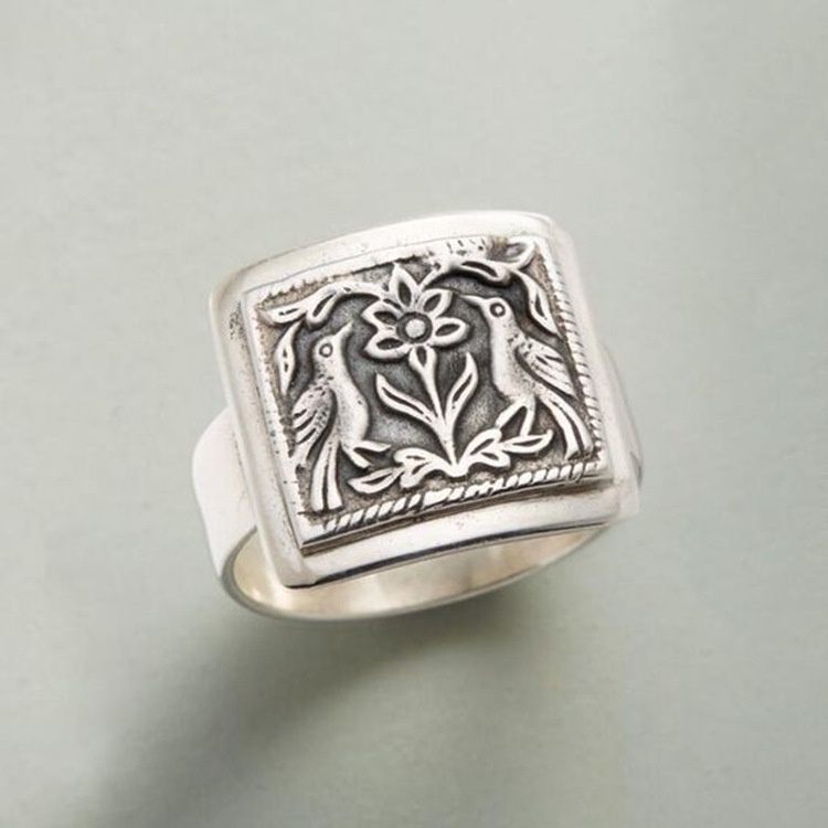 Mejor Venta Anillo De Moda Vintage Tallado De Pájaro Flor Antigua Plata  Joyería Popular | Shopee México