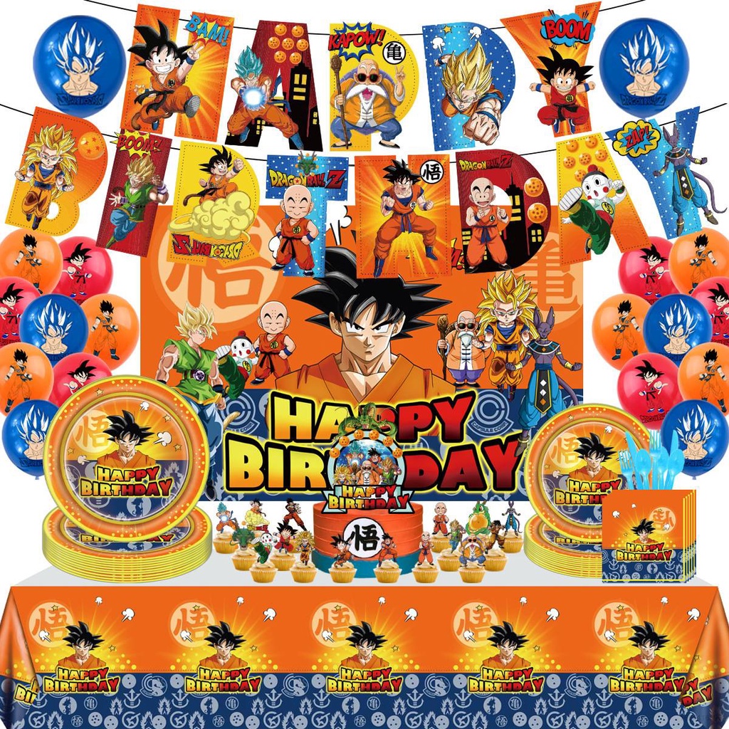 Klot Dragon Ball Tema Fiesta Son Goku Fondo Mantel Plato Cena Bandera Globo  Decoración Conjunto | Shopee México