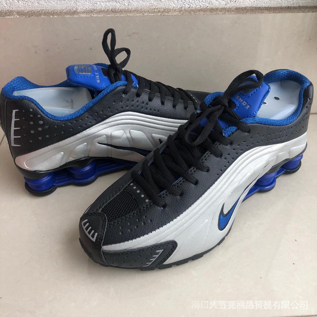 Nike Shox R4-Zapatos Para Hombre , Negro , Plata/Azul