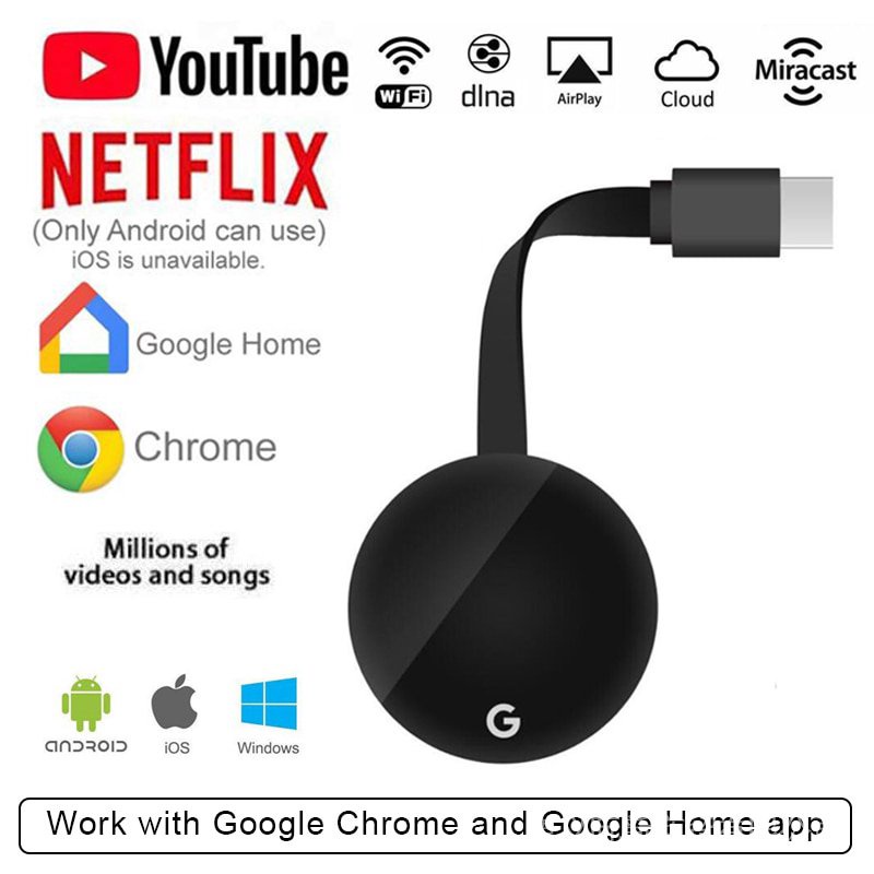 NA Stick De TV para El Nuevo Google Chromecast 3 para Netflix Youtube WiFi Pantalla HDMI Dongle Inalámbrica Miracast para Android iOS PC 