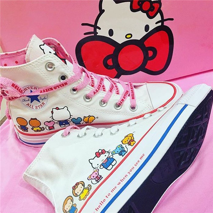 Iniciativa Sucio Actualizar Real shot * converse x Hello Kitty cute series Blanco high top Zapatos De  Lona 35-44 YGXS | Shopee México